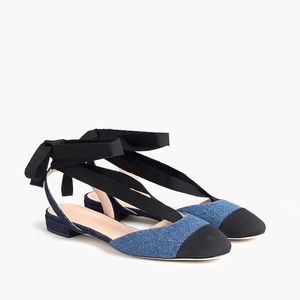 J. Crew Never Been Worn Denim Ankle-Wrap Flats